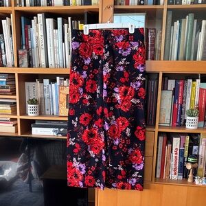 Maeve Floral Straight Leg Pants - Red and Purple